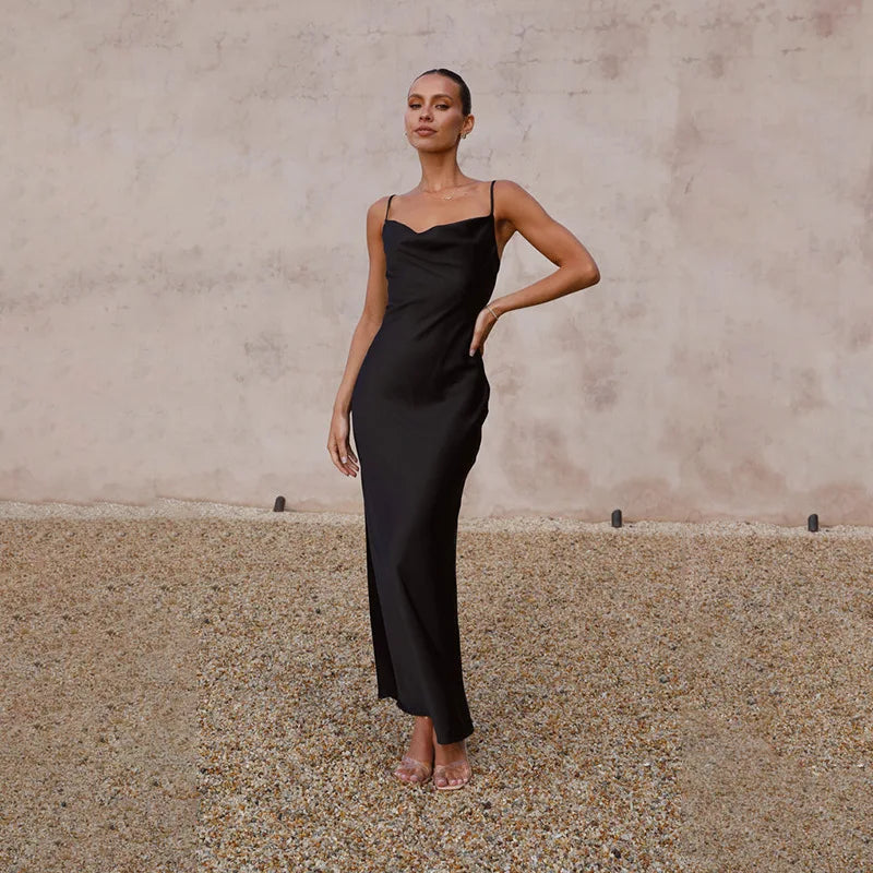 W&W Mode | Langes Satin Kleid