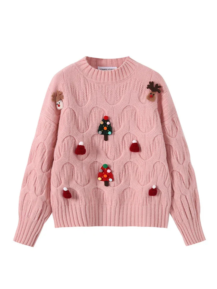 W&W Mode - Hässlicher Weihnachtspulli - Damen Weihnachtspullover im Vintage-Stil