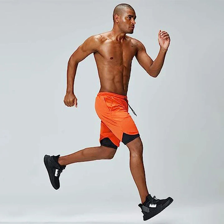 W&W Mode | Herren 2 in 1 Laufshorts Schnelltrocknend Für Sport Und Training Selfico