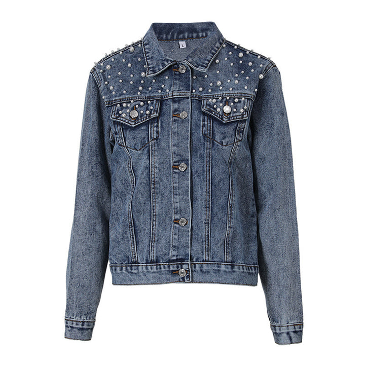 W&W Mode | Lässige Jeansjacke Mit Perlen