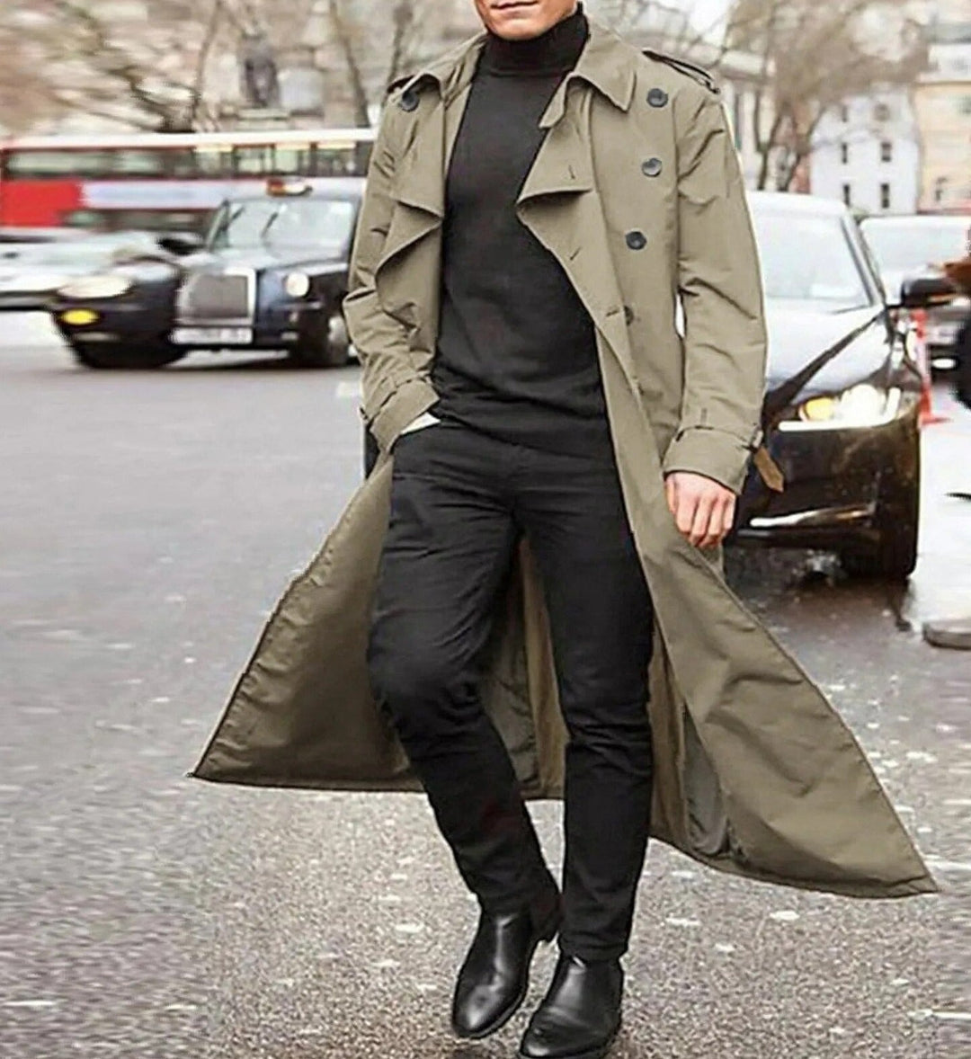 W&W Mode | Trenchcoat Mit Gekerbtem Revers Und Taschen Für Herren