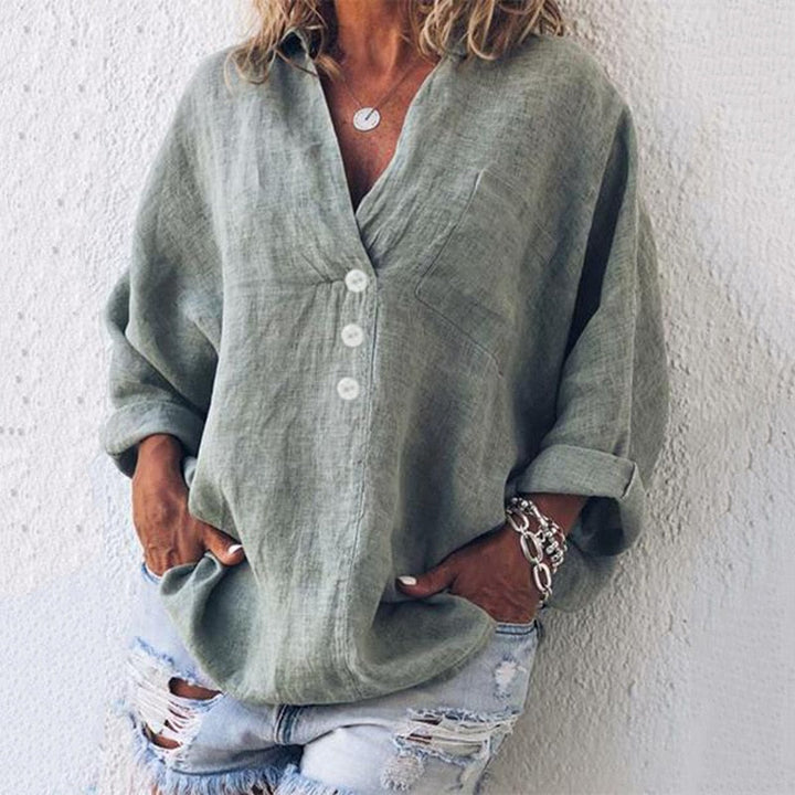 W&W Mode | Leinenbluse Mit V-ausschnitt Für Damen