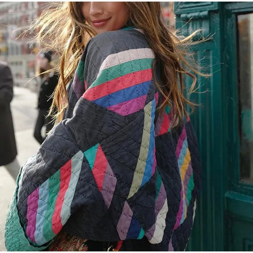 W&W Mode | Gepolsterte Kimonojacke Mit Regenbogenstreifen