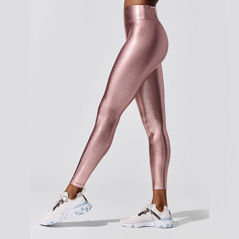 Damen Satin-Leggings mit elastischem Bund und Kordelzug