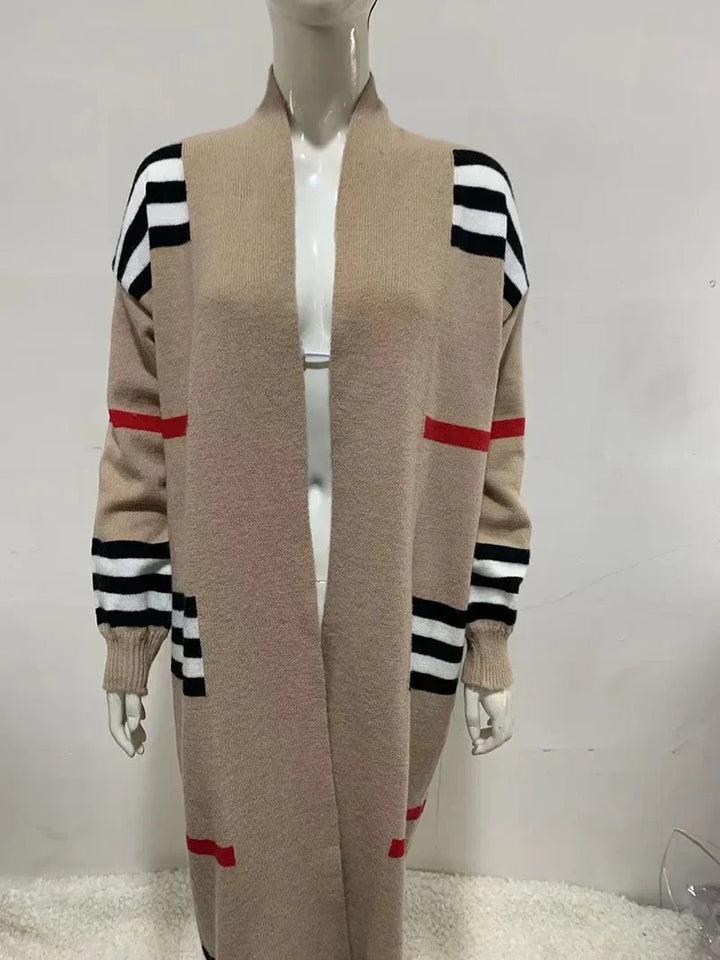 W&W Mode - Langer Strickcardigan mit Streifen