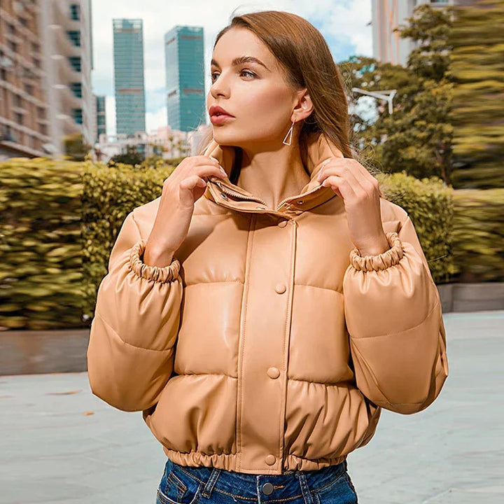 W&W Mode | Gepolsterte Lederjacke für Damen