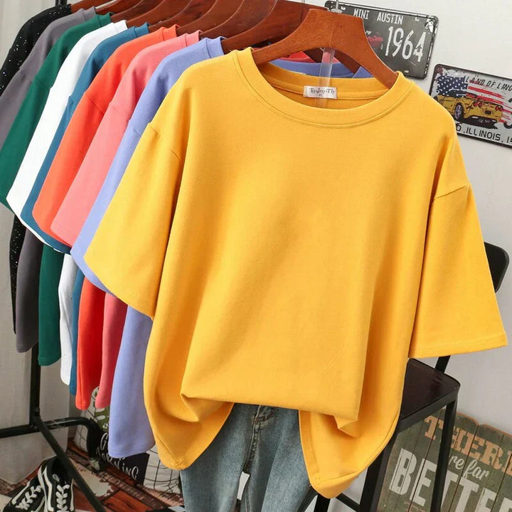 W&W Mode | Kuscheliges Baumwoll-Basic T-Shirt In Übergröße für Frauen