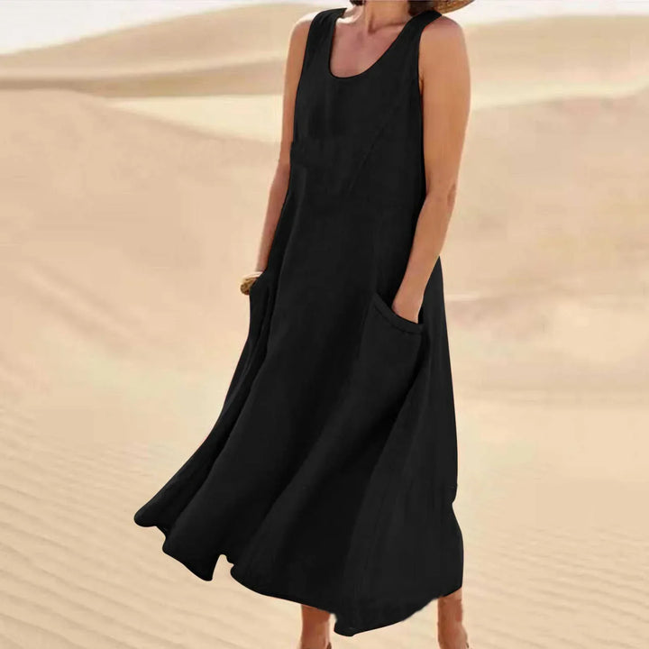 W&W Mode | Ärmelloses Leinenkleid mit Taschen für Damen