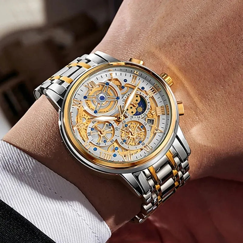 Herren-Quarzuhr mit Metallarmband