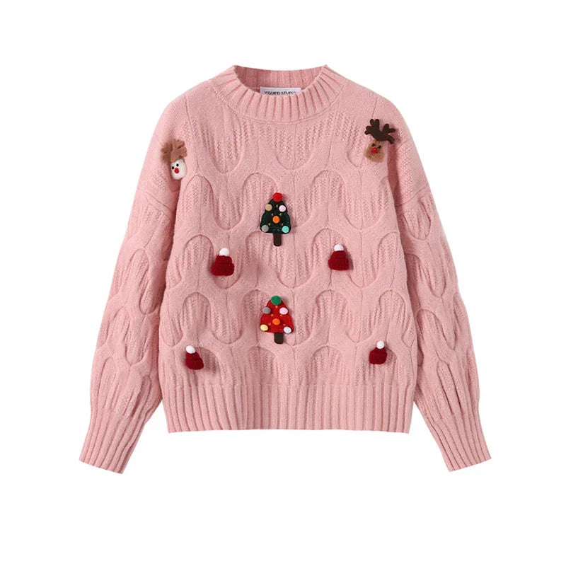 W&W Mode - Hässlicher Weihnachtspulli - Damen Weihnachtspullover im Vintage-Stil
