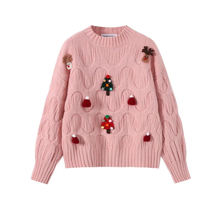 W&W Mode - Hässlicher Weihnachtspulli - Damen Weihnachtspullover im Vintage-Stil
