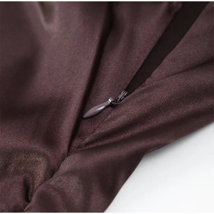 W&W Mode | Einfarbiges Satin Ärmelloses Maxikleid