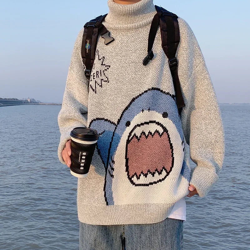 W&W Mode | Winterpullover mit Cartoon-Hai-Design für Paare