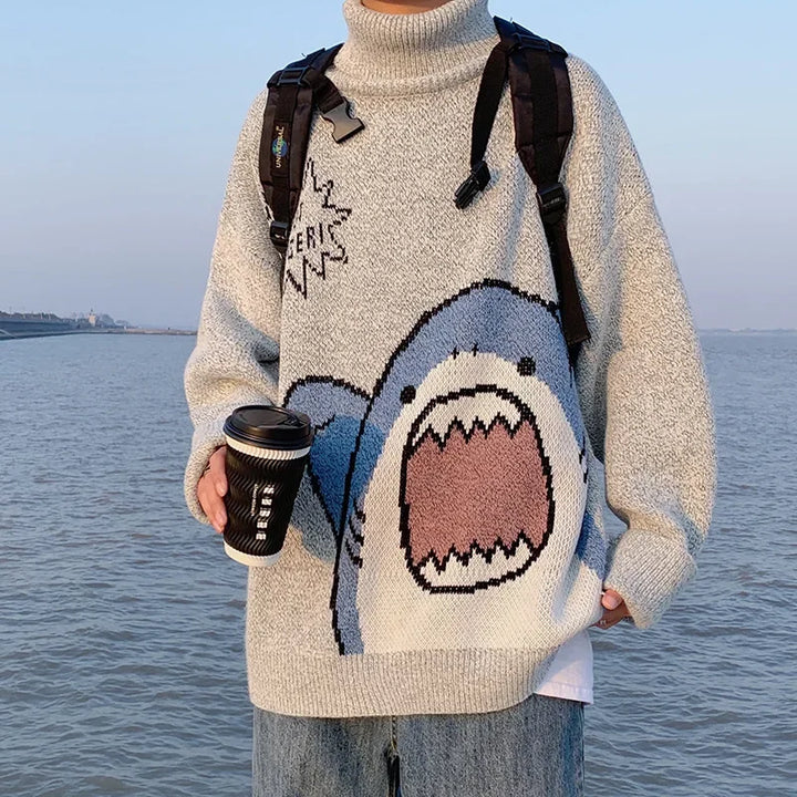 W&W Mode | Winterpullover mit Cartoon-Hai-Design für Paare