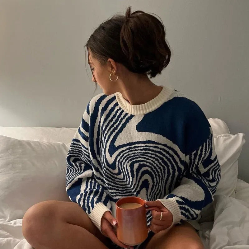 Unisex-Strickpullover im Vintage-Stil aus Baumwollstrick