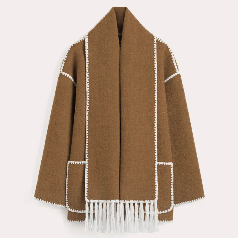 Jacke mit Fransen-Schal
