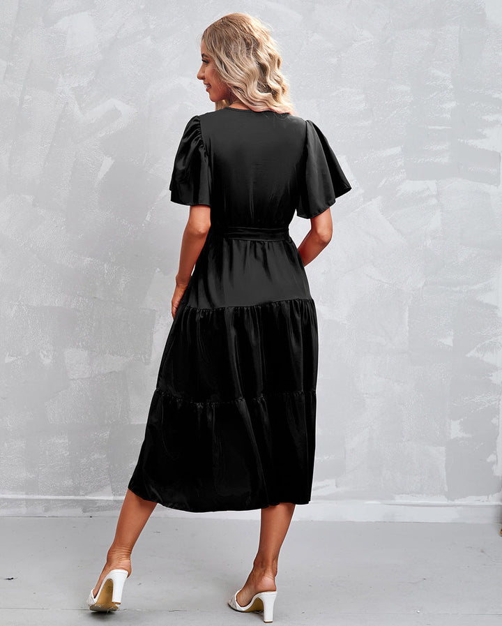 W&W Mode - Schwarzes Midikleid mit Rüschen