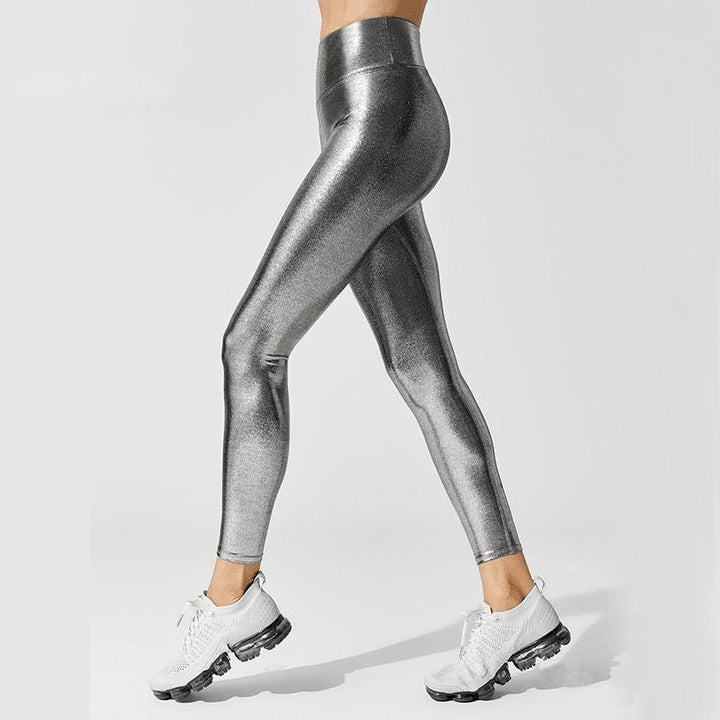 Damen Satin-Leggings mit elastischem Bund und Kordelzug