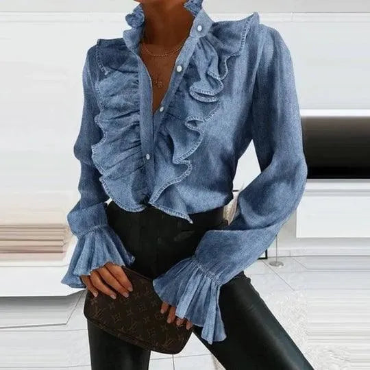 W&W Mode | Bluse mit Rüschen und Langen Ärmeln.