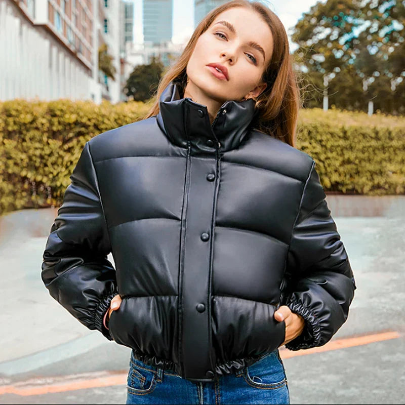 W&W Mode | Gepolsterte Lederjacke für Damen