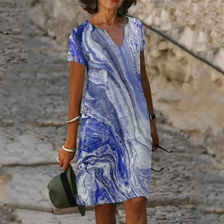 W&W Mode | Weinlese Blumen V-Ausschnitt Lang Kleid