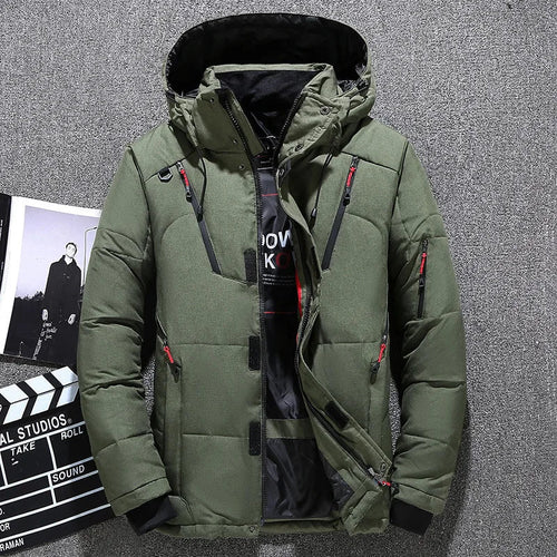 W&W Mode - Herren-Winterjacke - Warme, schlanke Daunenjacke mit Kapuze