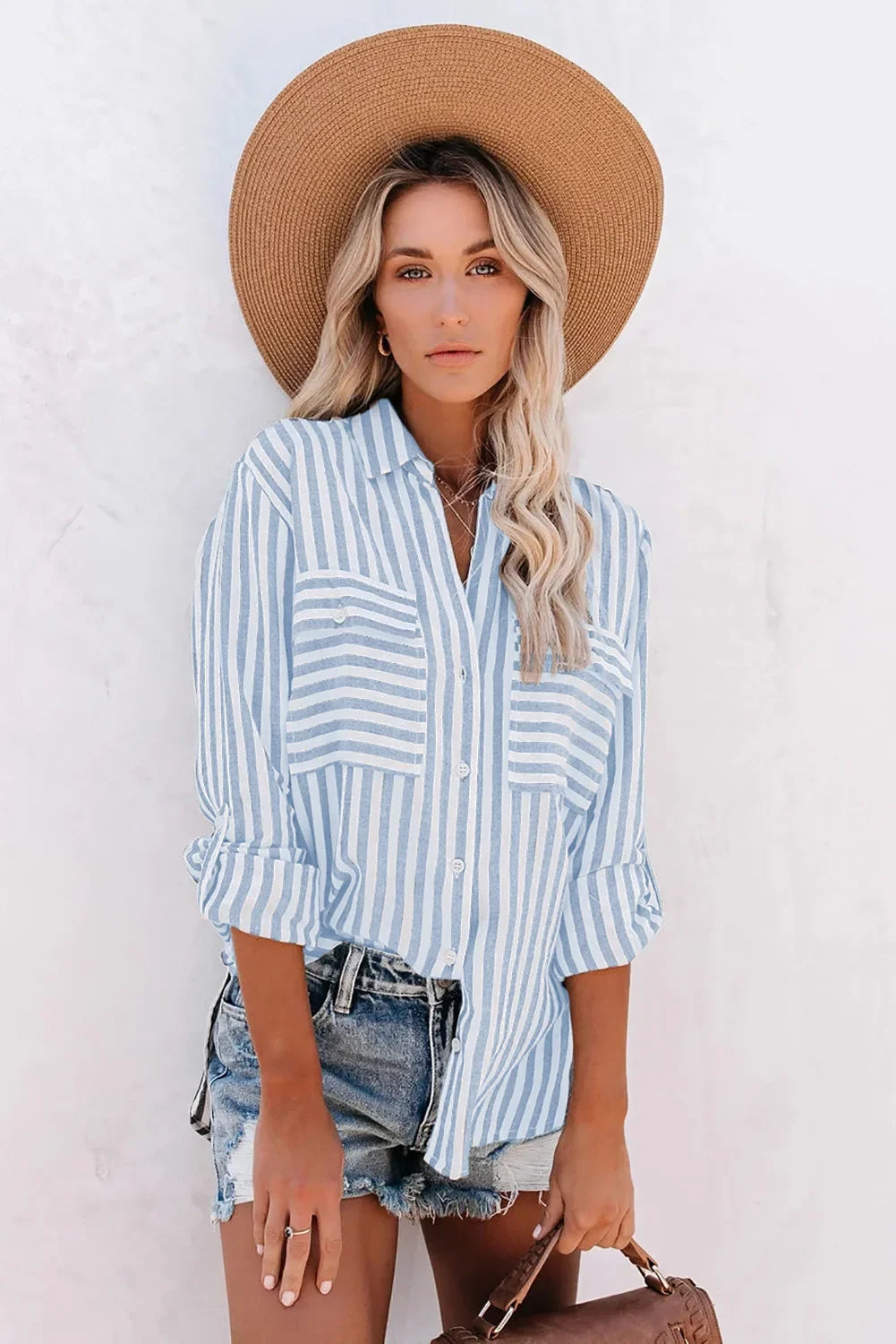 W&W Mode | Klassisch Gestreiftes Button Down Hemd Für Damen