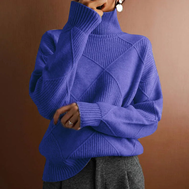 W&W Mode - Damen einfarbiger hoher Kragen Pullover