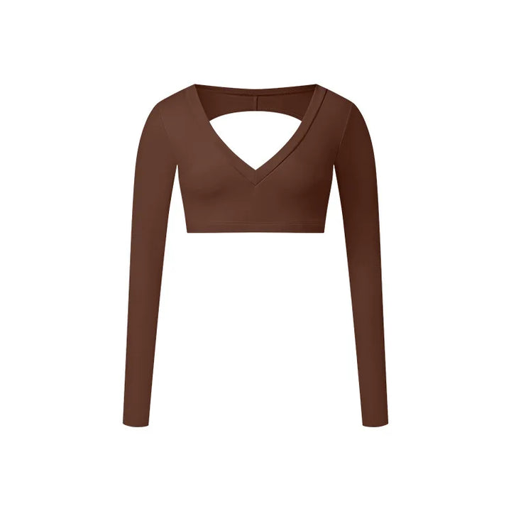 W&W Mode | Sporttop mit langen Ärmeln und V-Ausschnitt für Damen