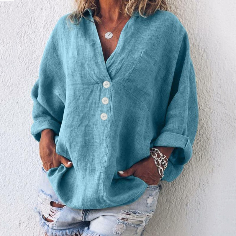 W&W Mode | Leinenbluse Mit V-ausschnitt Für Damen