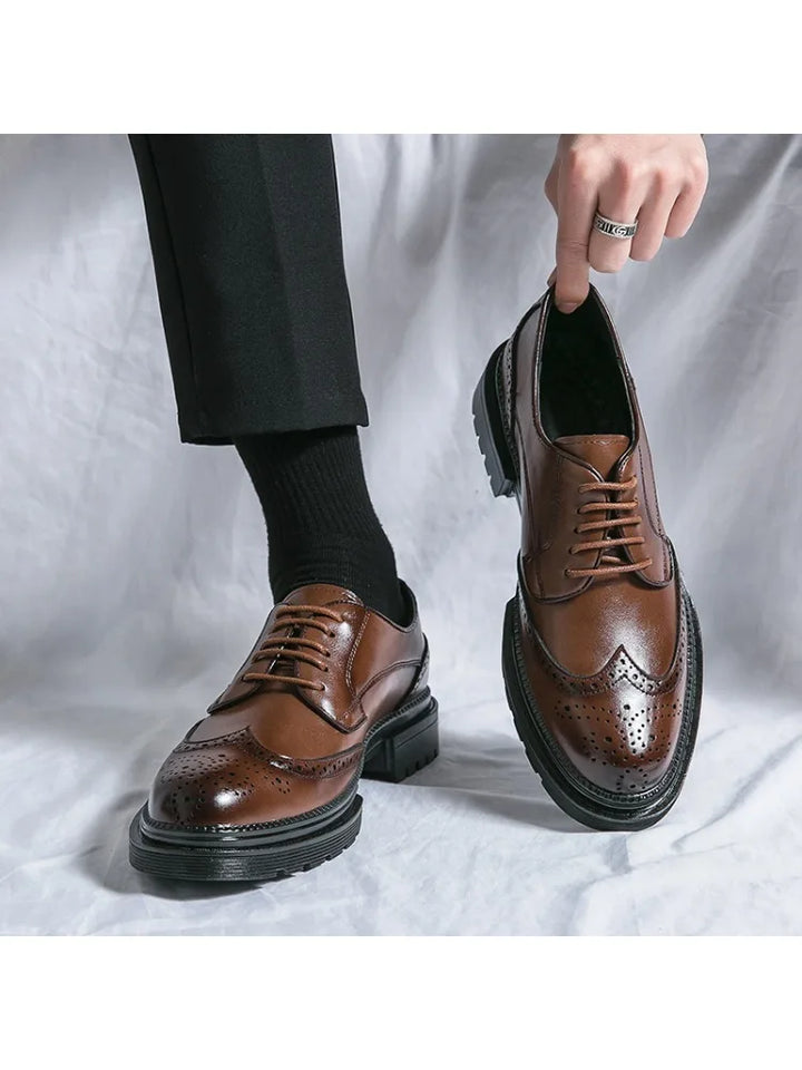 W&W Mode | Leder Formelle Loafers Für Herren Mit Brogue Detail Und Robuster Sohle