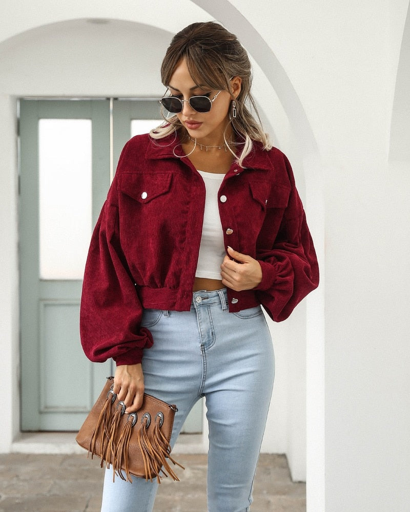 W&W Mode | Corduroy Crop Jacke für Damen Herbstmode 2023
