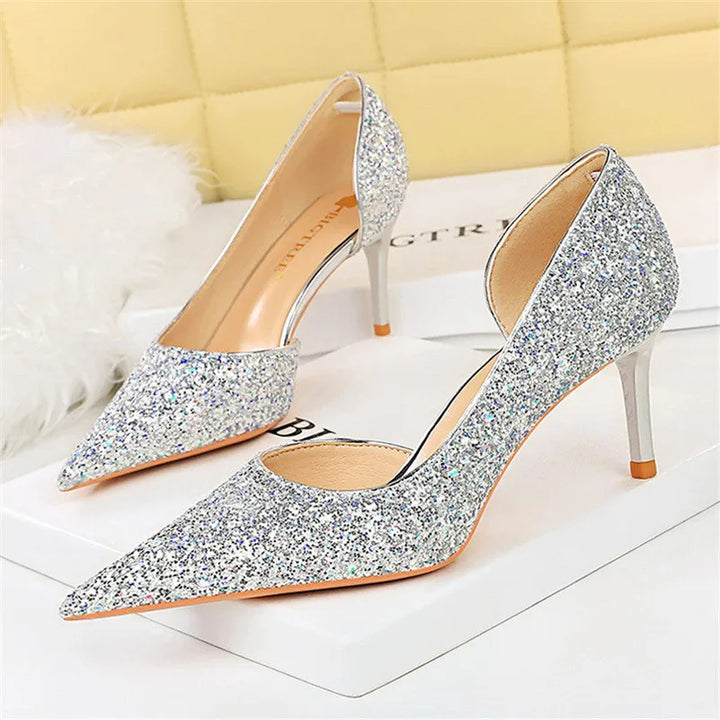W&W Mode | Glitzernder, Spitzer Stiletto Absatz