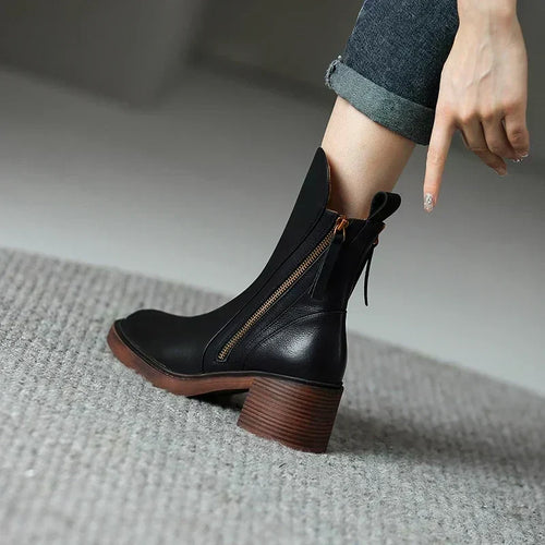 W&W Mode - Damen Leder Stiefeletten