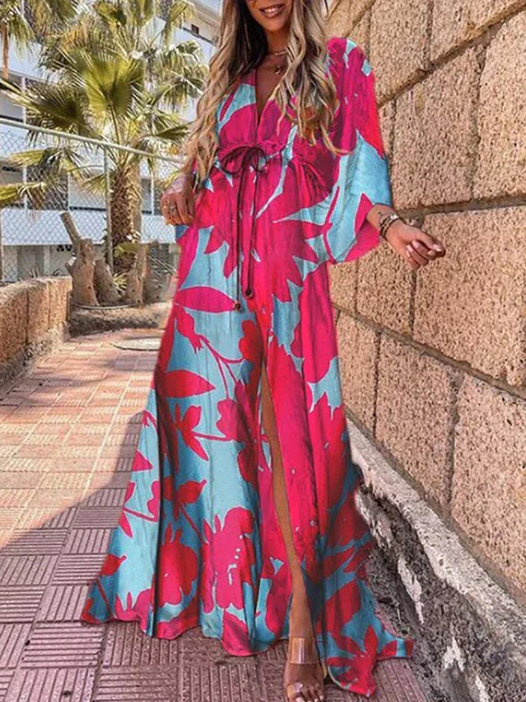W&W Mode - Elegnat bedrucktes Beach Cover Up Kleid