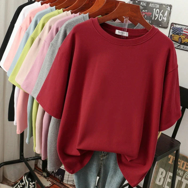 W&W Mode | Kuscheliges Baumwoll-Basic T-Shirt In Übergröße für Frauen