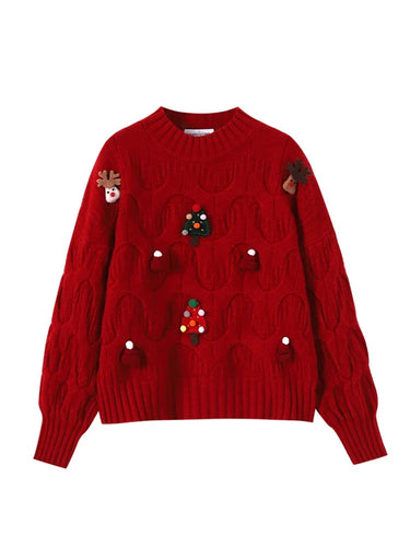 W&W Mode - Hässlicher Weihnachtspulli - Damen Weihnachtspullover im Vintage-Stil