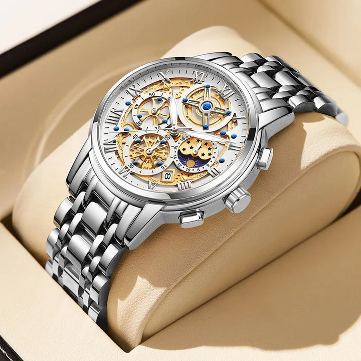Herren-Quarzuhr mit Metallarmband