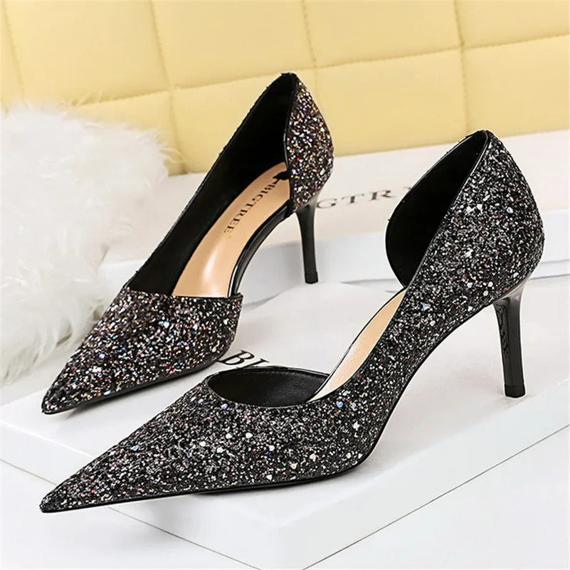 W&W Mode | Glitzernder, Spitzer Stiletto Absatz