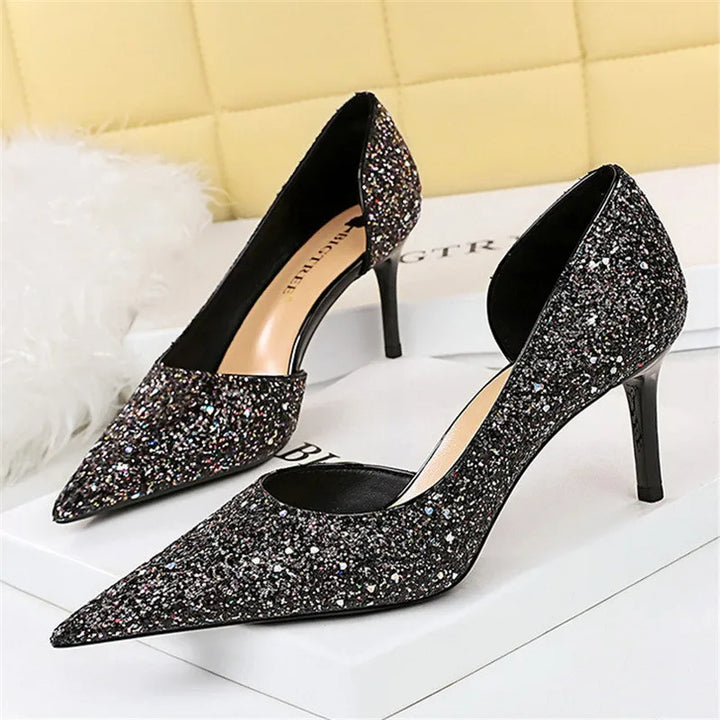 W&W Mode | Glitzernder, Spitzer Stiletto Absatz