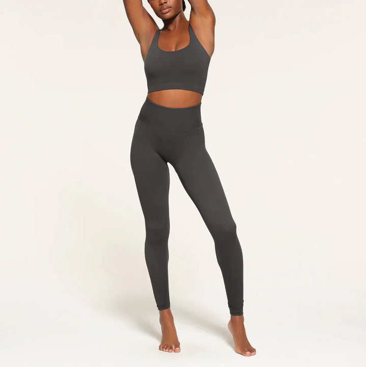 Damen nahtlose Leggings mit hohem Bund und Raffung am Gesäß