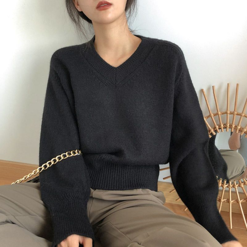 W&W Mode | Minimalismus V-ausschnitt Pullover Pullover