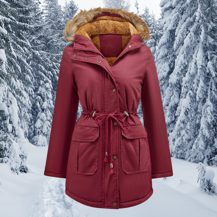 Gepolsterte Fellkragen mit Kapuze Warme Winterjacke