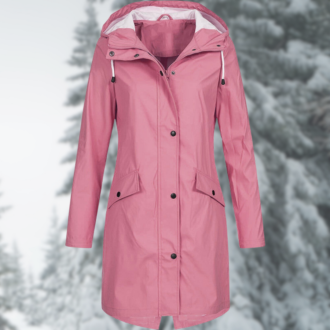 W&W Mode | wasserdichte Parka mit Kapuze - Damen Regenjacke mit praktischen Taschen