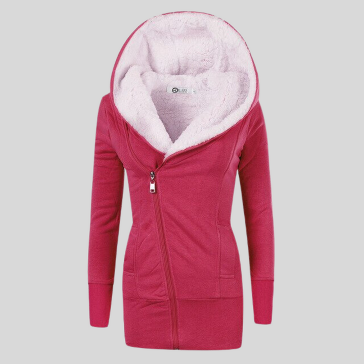 Halblange Strickjacke Lamm-Fleece-Kapuzenpullover