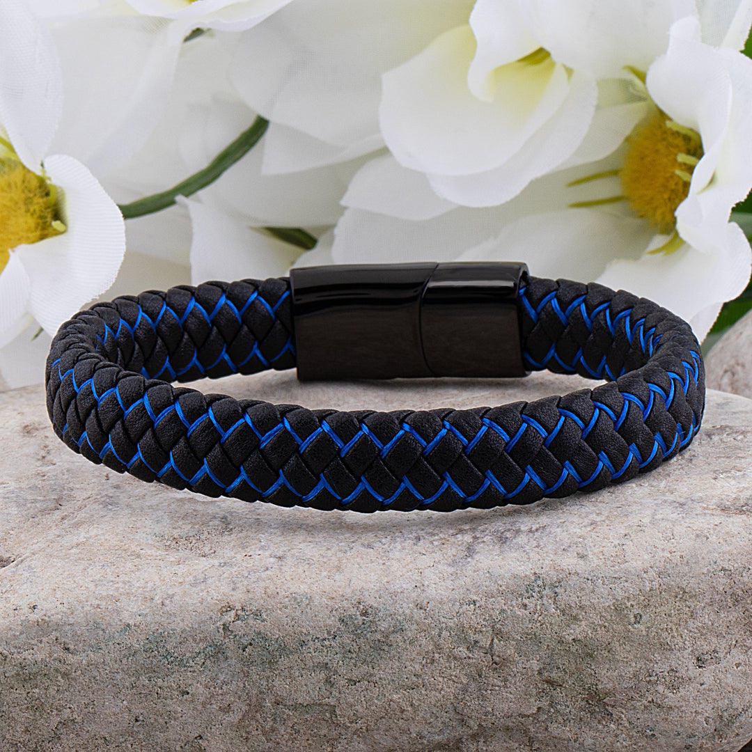 W&W Mode | Coole Lederarmband mit Schwarz und Blau Detail