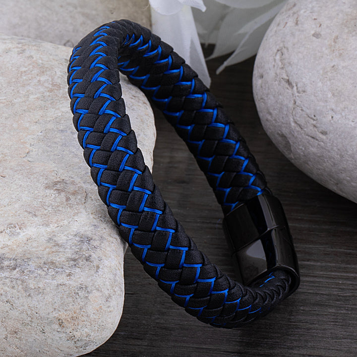 W&W Mode | Coole Lederarmband mit Schwarz und Blau Detail