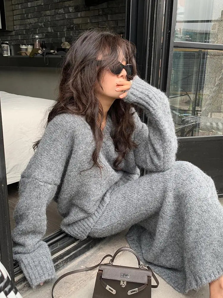 W&W Mode | Zweiteiliges Set aus Strickpullover und Rock