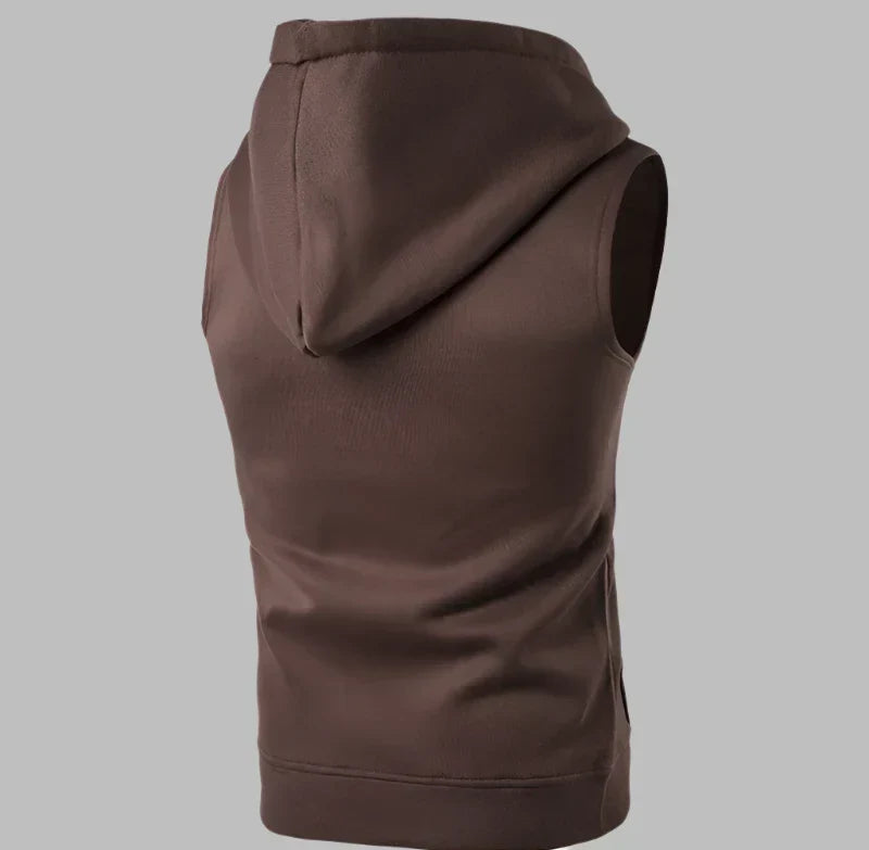 W&W Mode | Ärmelloser Herrenpullover Mit Reißverschluss Und Kapuze