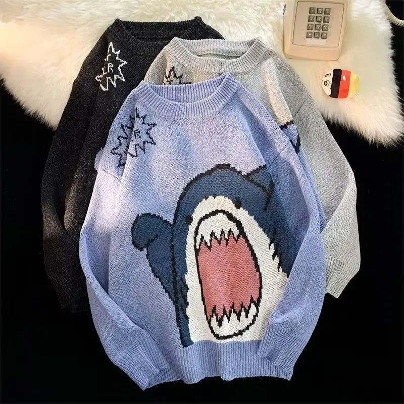 W&W Mode | Winterpullover mit Cartoon-Hai-Design für Paare